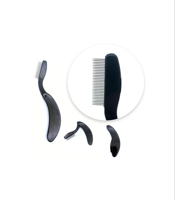شانه مژه و ابرو فلزی تاشو Metal eyelashe and eyebrow comb