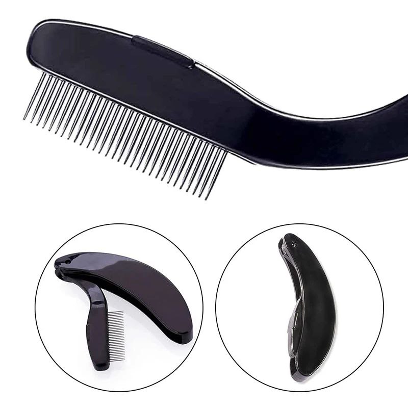 شانه مژه و ابرو فلزی تاشو  Metal eyelashe and eyebrow comb