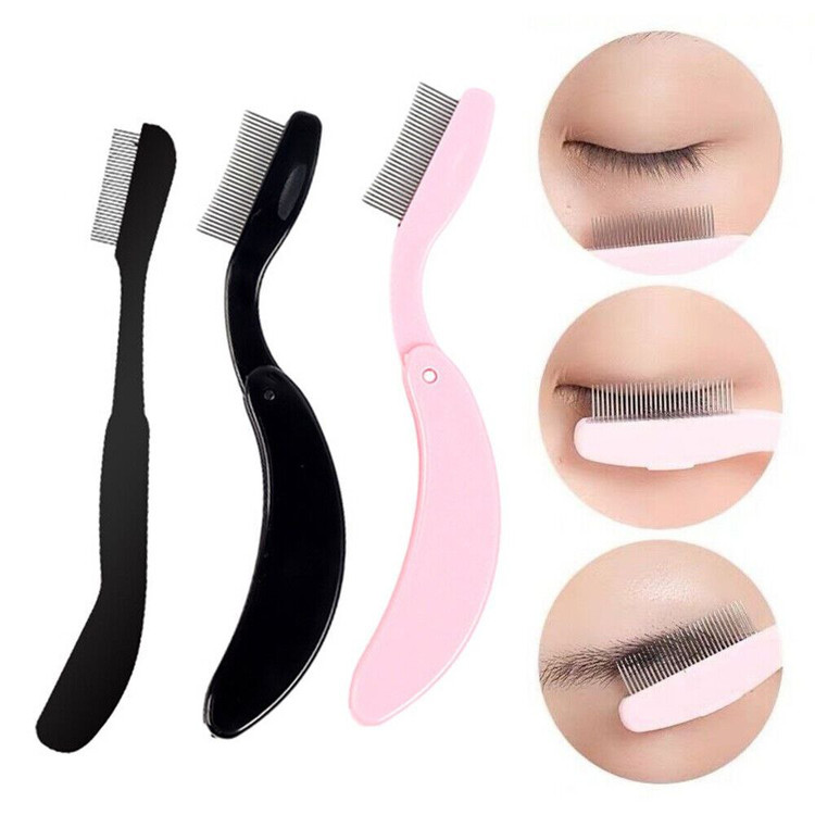 شانه مژه و ابرو فلزی تاشو Metal eyelashe and eyebrow comb