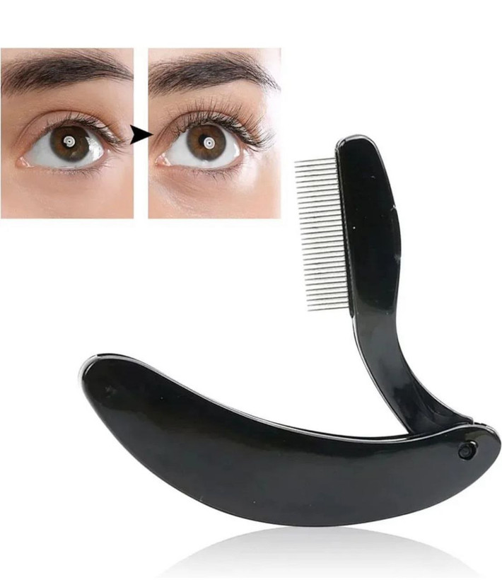 شانه مژه و ابرو فلزی تاشو Metal eyelashe and eyebrow comb